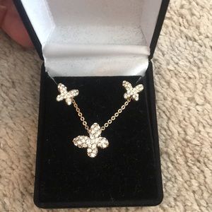 Never Worn Butterfly Necklace and Earring Set